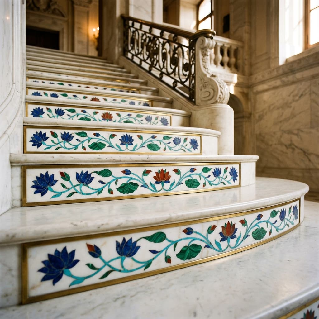 Sculptural Marble Spiral Tread Detail